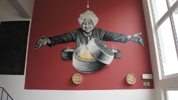 Fresque murale réalisée dans un restaurant chinois à Bruxelles 