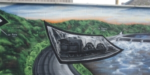 Fresque murale extérieure à Yvoir, en province de Namur 