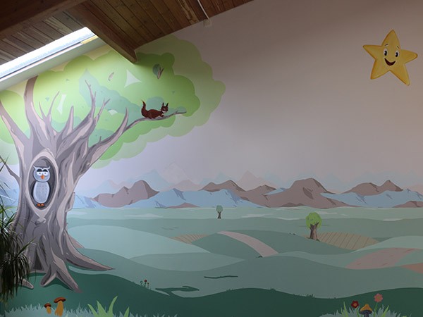 Peinture décorative en perspective dans un centre de rééducation à Bruxelles