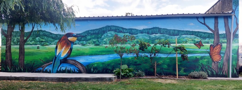 Fresque murale extérieure en trompe-l’œil dans le Hainaut