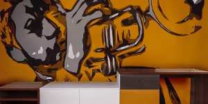 Intégration de mobilier dans les fresques murales d’intérieur